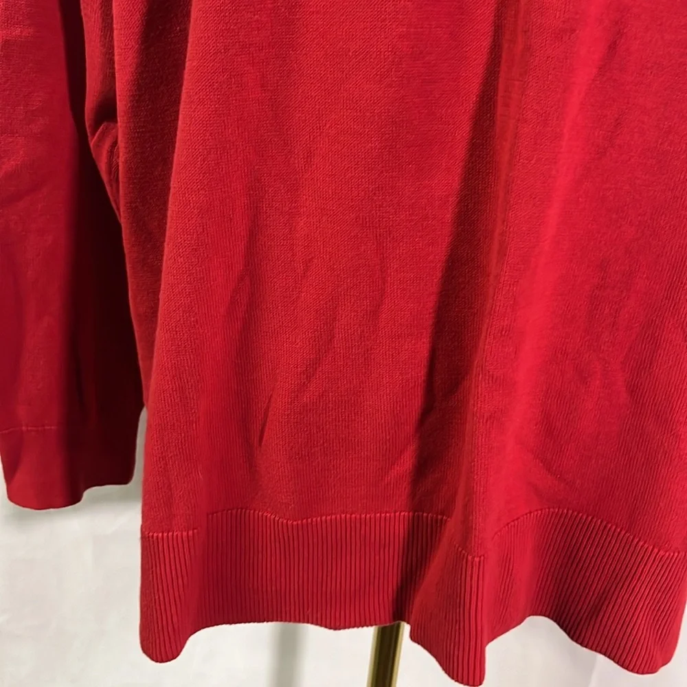 NWT Karen Scott Red Front Seam Mock Neck Cotton Sweater